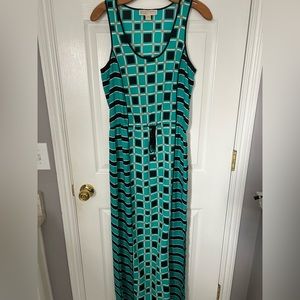 Michael Kors teal and black maxi dress
